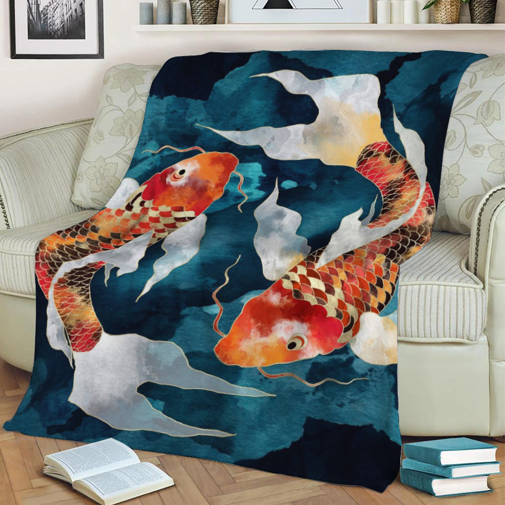 Metallic Koi II Fleece Throw Blanket
