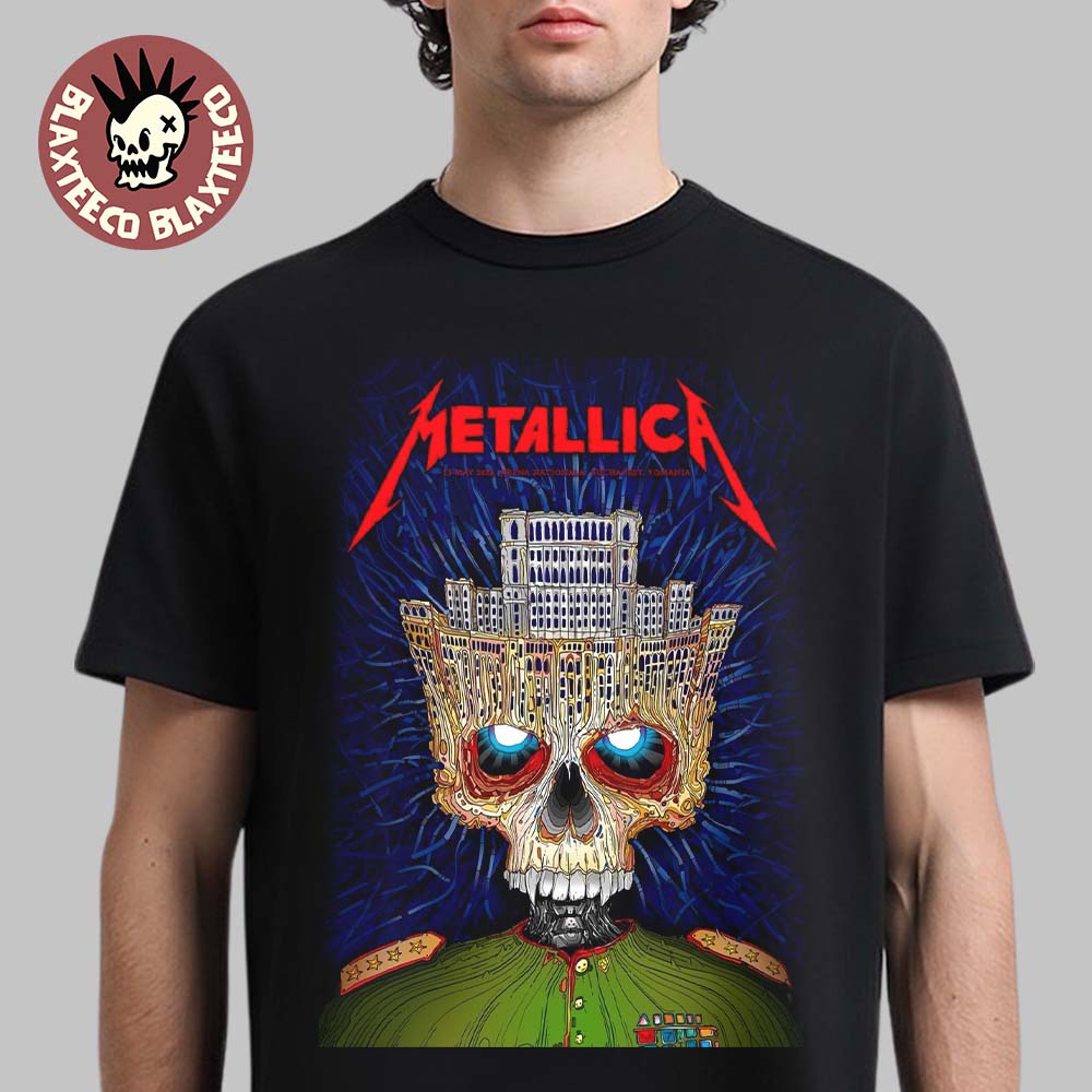 Metallica M72 Bucharest 2026 Venue Poster Stadium Tour Bucharest Romania At Arena Nationala On 13 May 2026 Palace Of Parliament Crown Skull T-Shirt