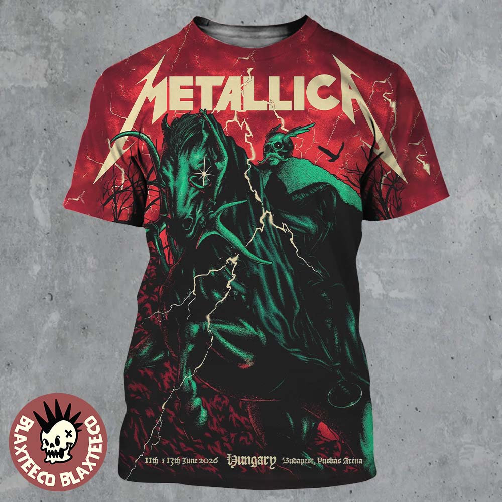 Metallica M72 Budapest Hungary 2026 Pop Up Shop Poster At Puskas Arena On 11 And 13 June 2026 The Death Knight Art All Over Print Shirt