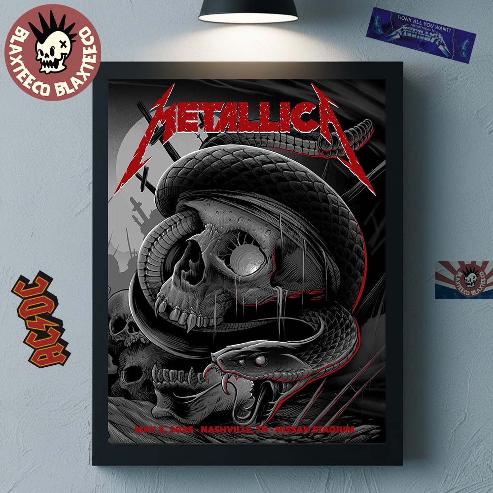 Metallica M72 Nashville 2025 Night 2 Venue Poster At Nissan Stadium Nashville Tennessee On May 3 2025 North American Tour Home Decor Poster Canvas