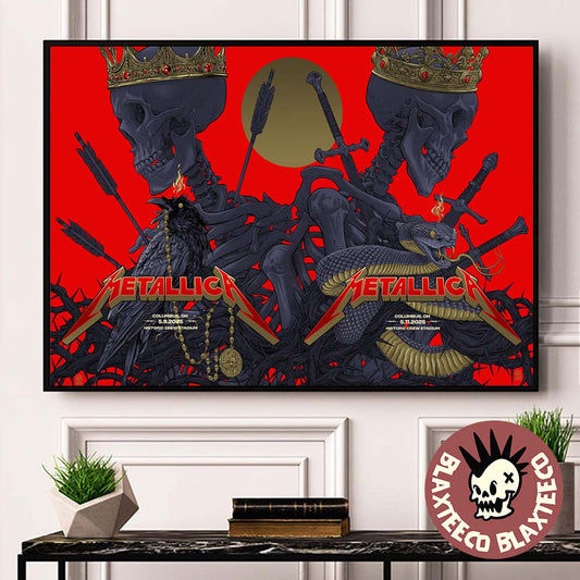 Metallica M72 Sonic Temple 2025 Night 1 And 2 Combined Venue Poster In Columbus Ohio At Historic Crew Stadium On May 9 And 11 2025 Home Decor Poster Canvas