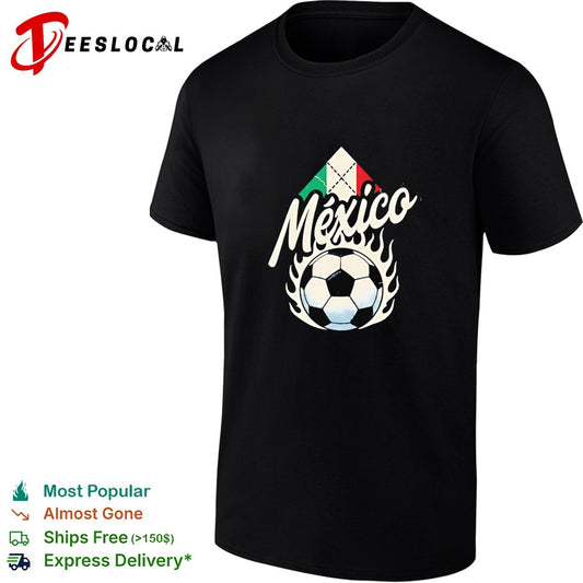 Mexico soccer flaming ball flag diamond vintage dark shirt