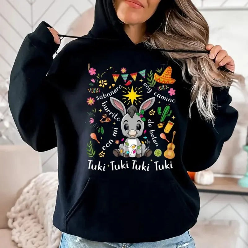 Mi Burrito Sabanero Mexican Feliz Navidad Coquette Tuki Tuki Donkey Latino Xmas Shirt Chocolate Abuelita T-Shirts