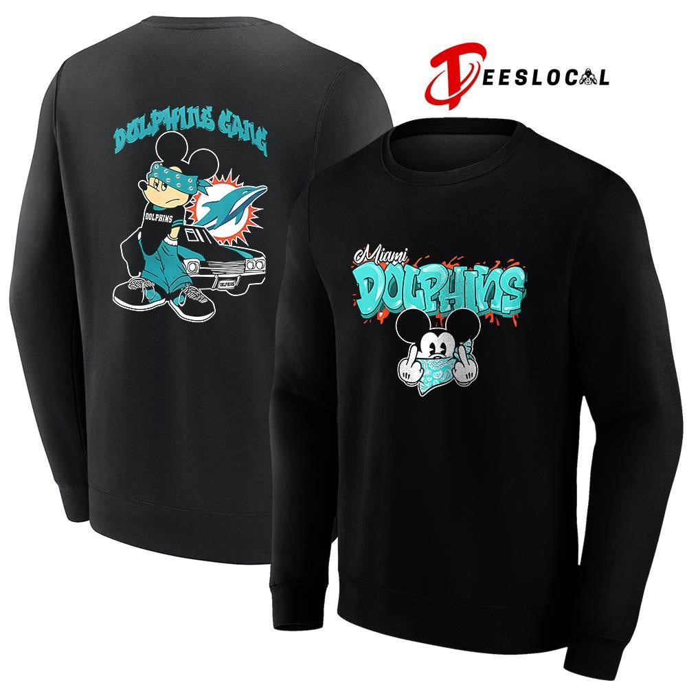 Miami Dolphins x Gangsta Mickey Mouse middle finger shirt