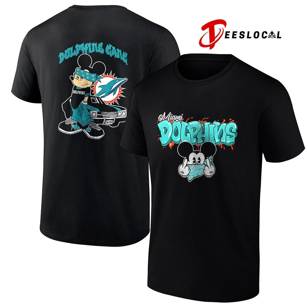 Miami Dolphins x Gangsta Mickey Mouse middle finger shirt