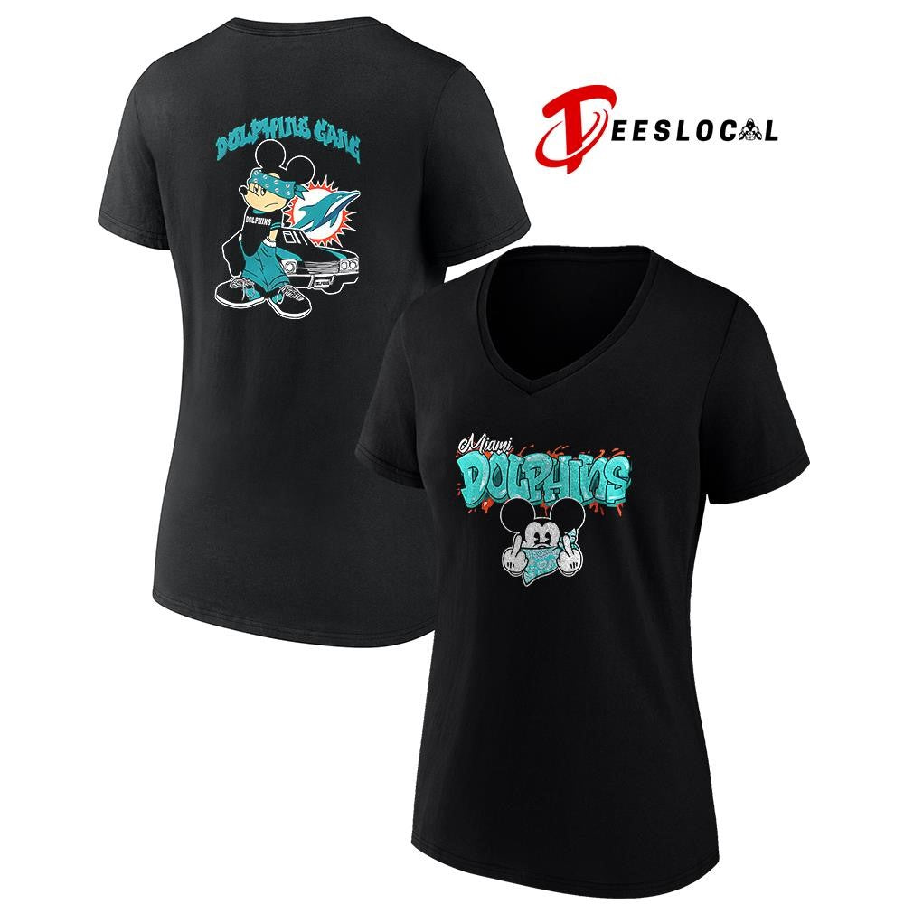 Miami Dolphins x Gangsta Mickey Mouse middle finger shirt