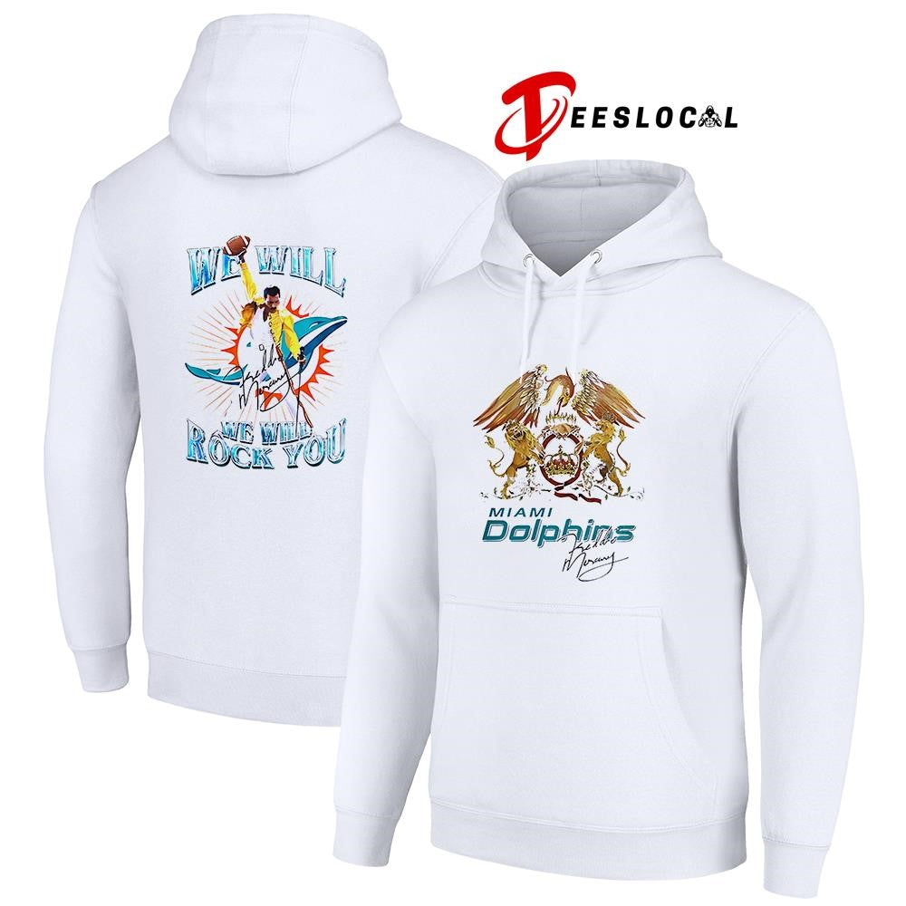 Miami Dolphins x Queens we will we will rock you graphic shirt