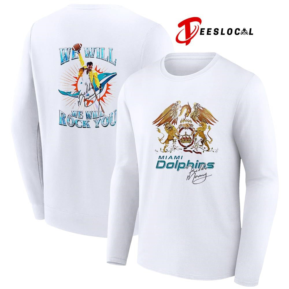 Miami Dolphins x Queens we will we will rock you graphic shirt