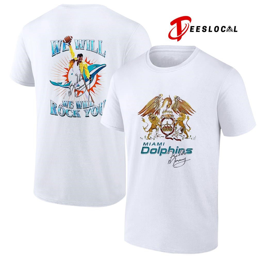 Miami Dolphins x Queens we will we will rock you graphic shirt