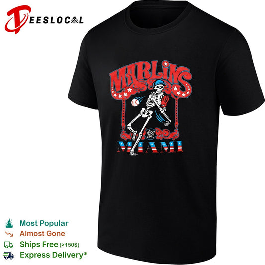Miami Marlins x Grateful Dead skeleton MLB graphic shirt