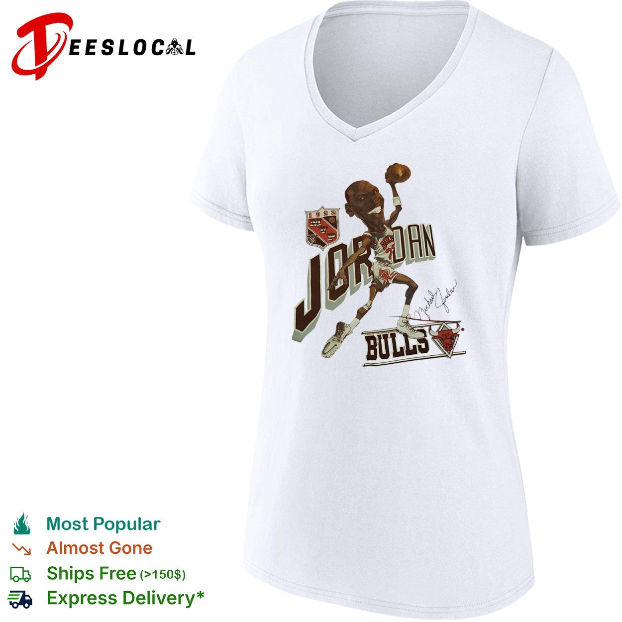 Michael Jordan Chicago Bulls 1988 mvp caricature shirt