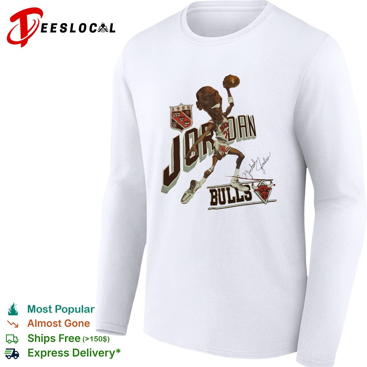 Michael Jordan Chicago Bulls 1988 mvp caricature shirt