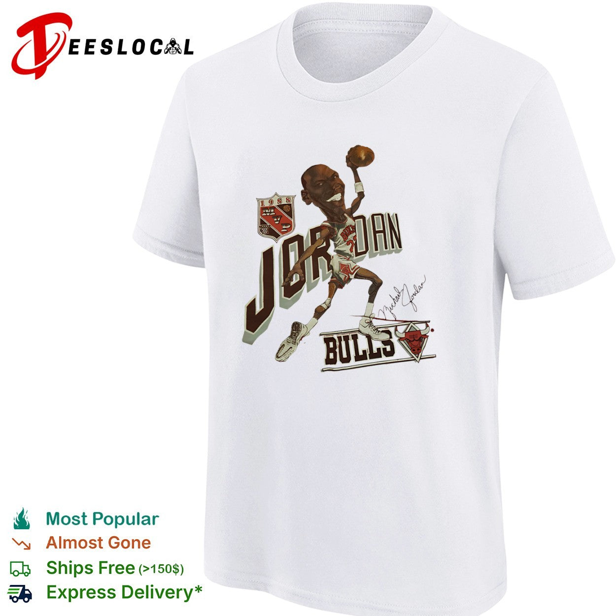 Michael Jordan Chicago Bulls 1988 mvp caricature shirt