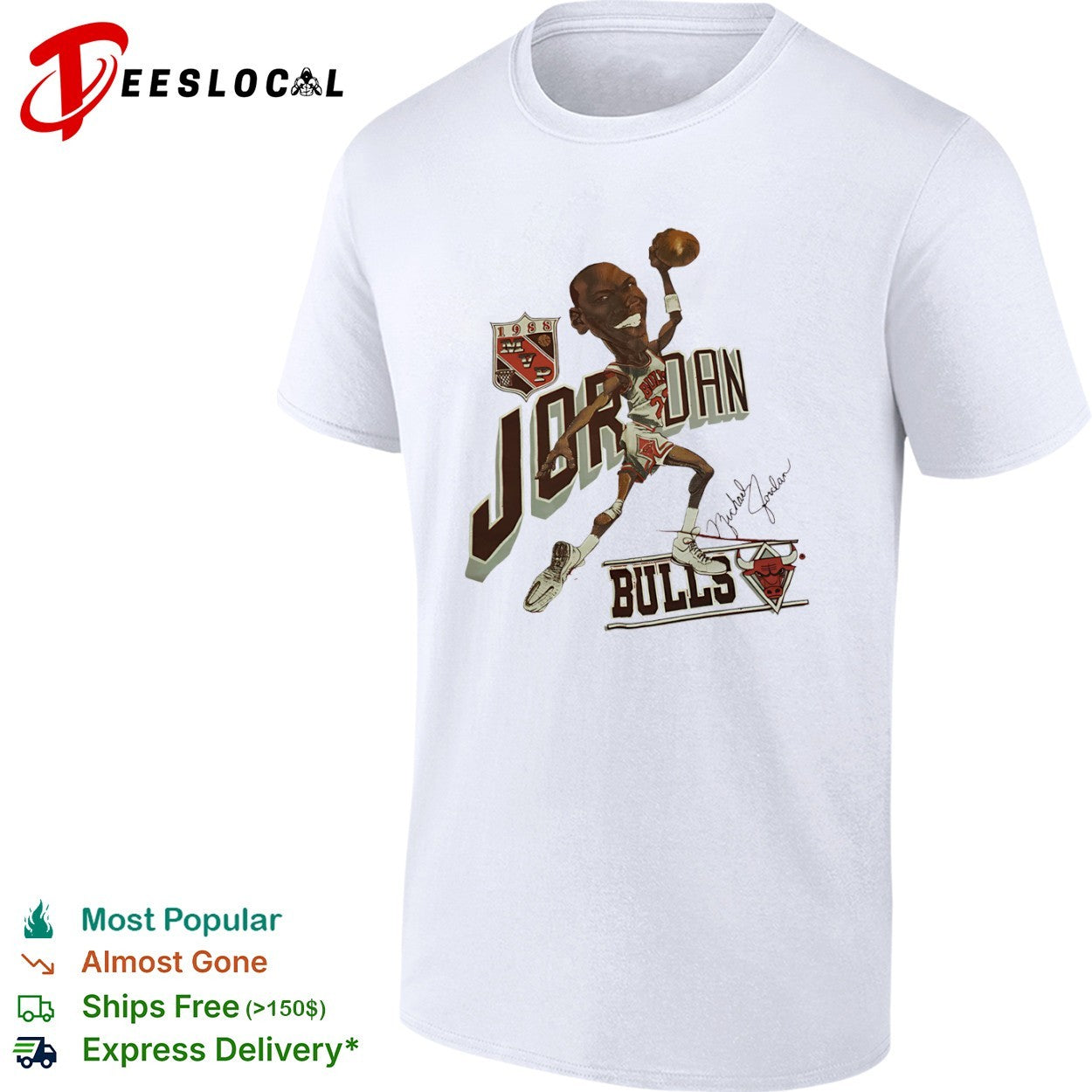 Michael Jordan Chicago Bulls 1988 mvp caricature shirt