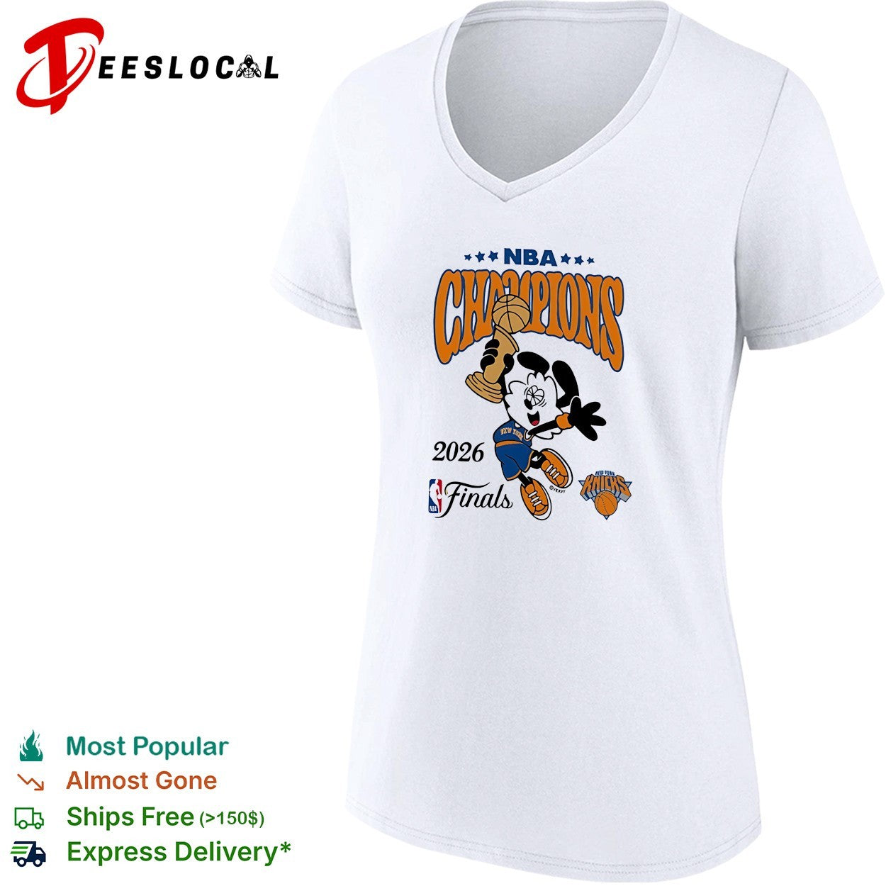 Mickey Mouse New York Knicks 2026 NBA Finals Champions cartoon version two shirt