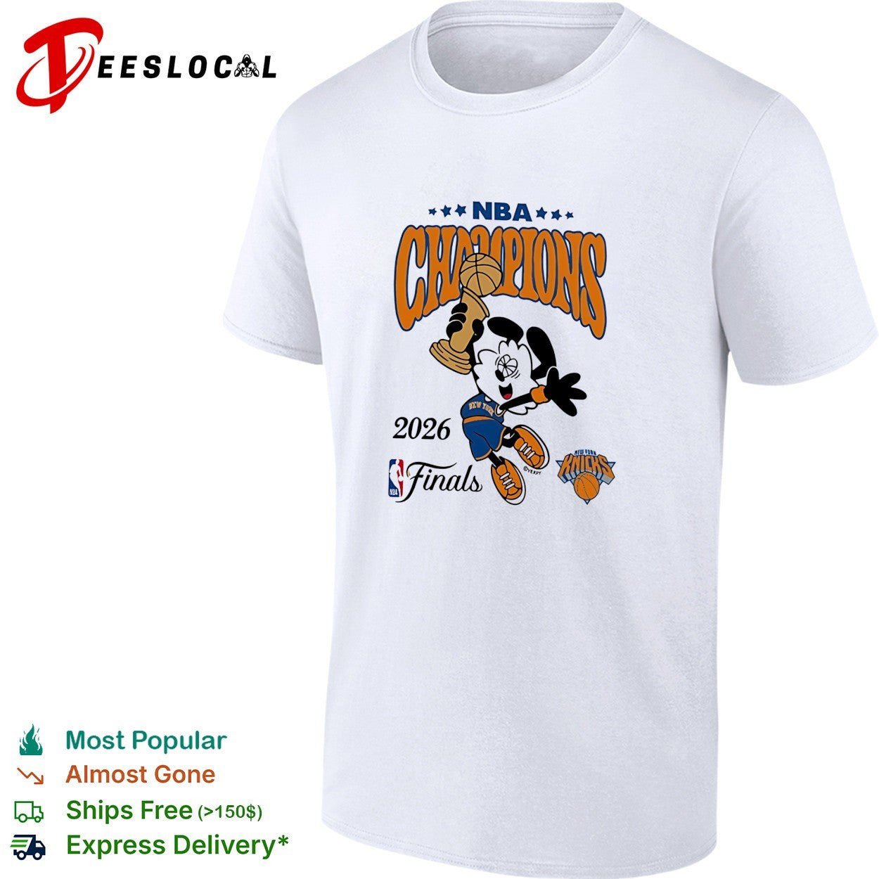 Mickey Mouse New York Knicks 2026 NBA Finals Champions cartoon version two shirt