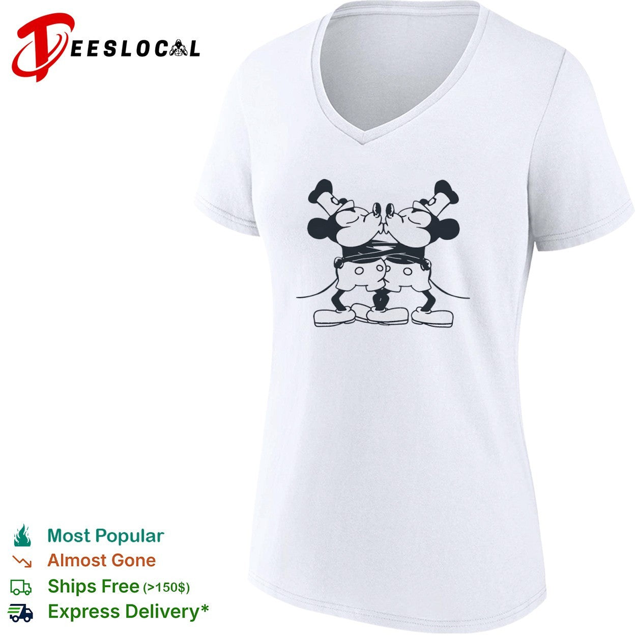 Mickey Mouse and Minnie Mouse Kissing Disney Shirt