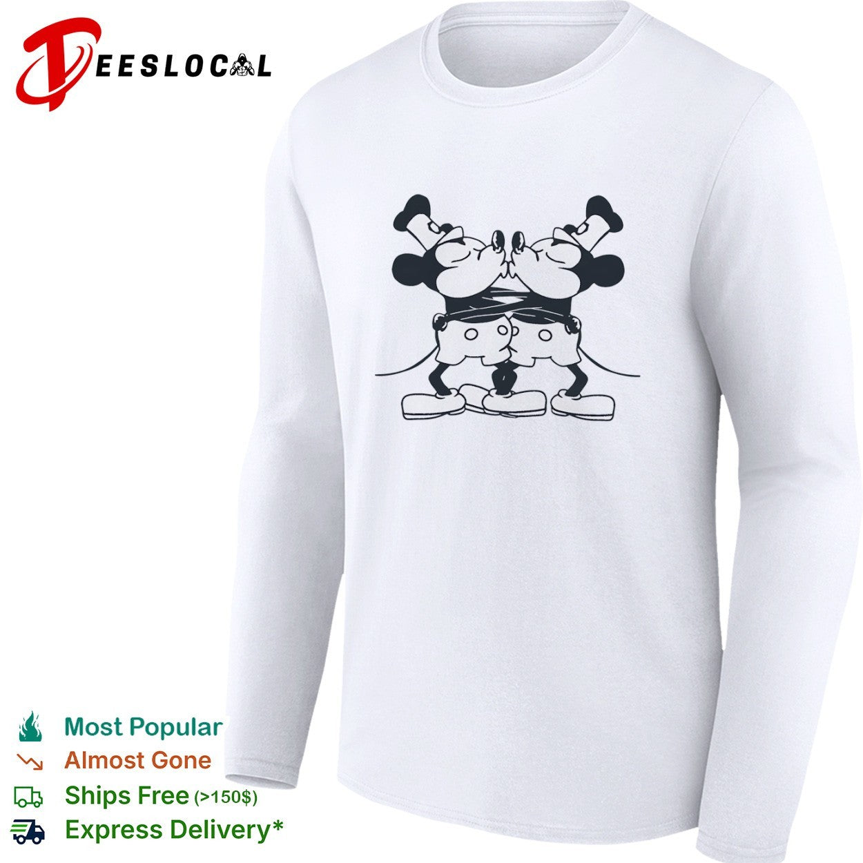 Mickey Mouse and Minnie Mouse Kissing Disney Shirt
