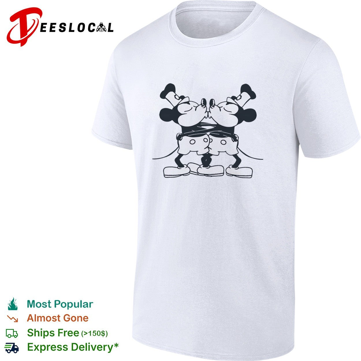 Mickey Mouse and Minnie Mouse Kissing Disney Shirt