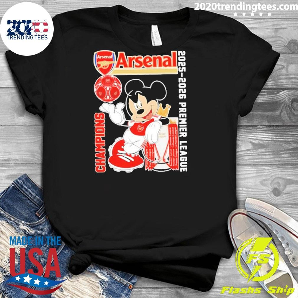 Mickey X Arsenals 2025-26 Premier League Champions Trophies Shirt