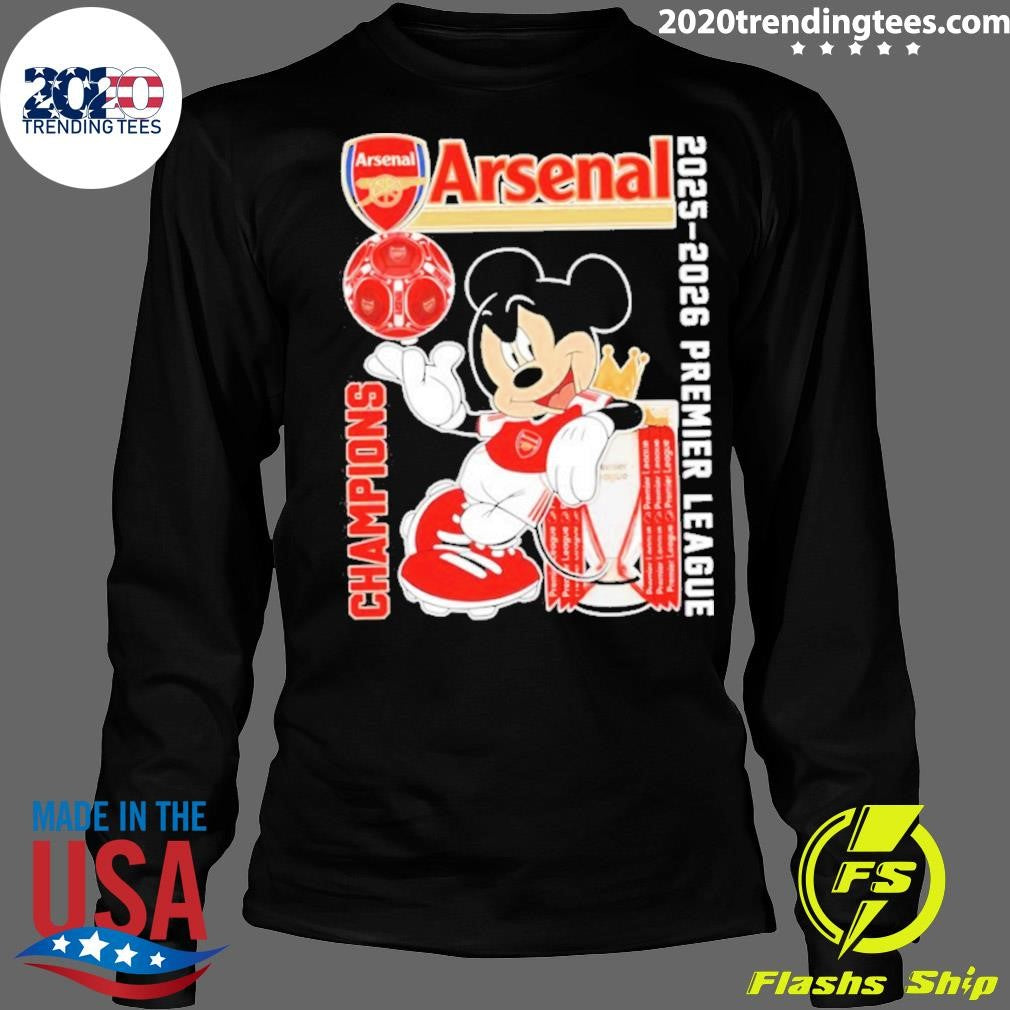 Mickey X Arsenals 2025-26 Premier League Champions Trophies Shirt