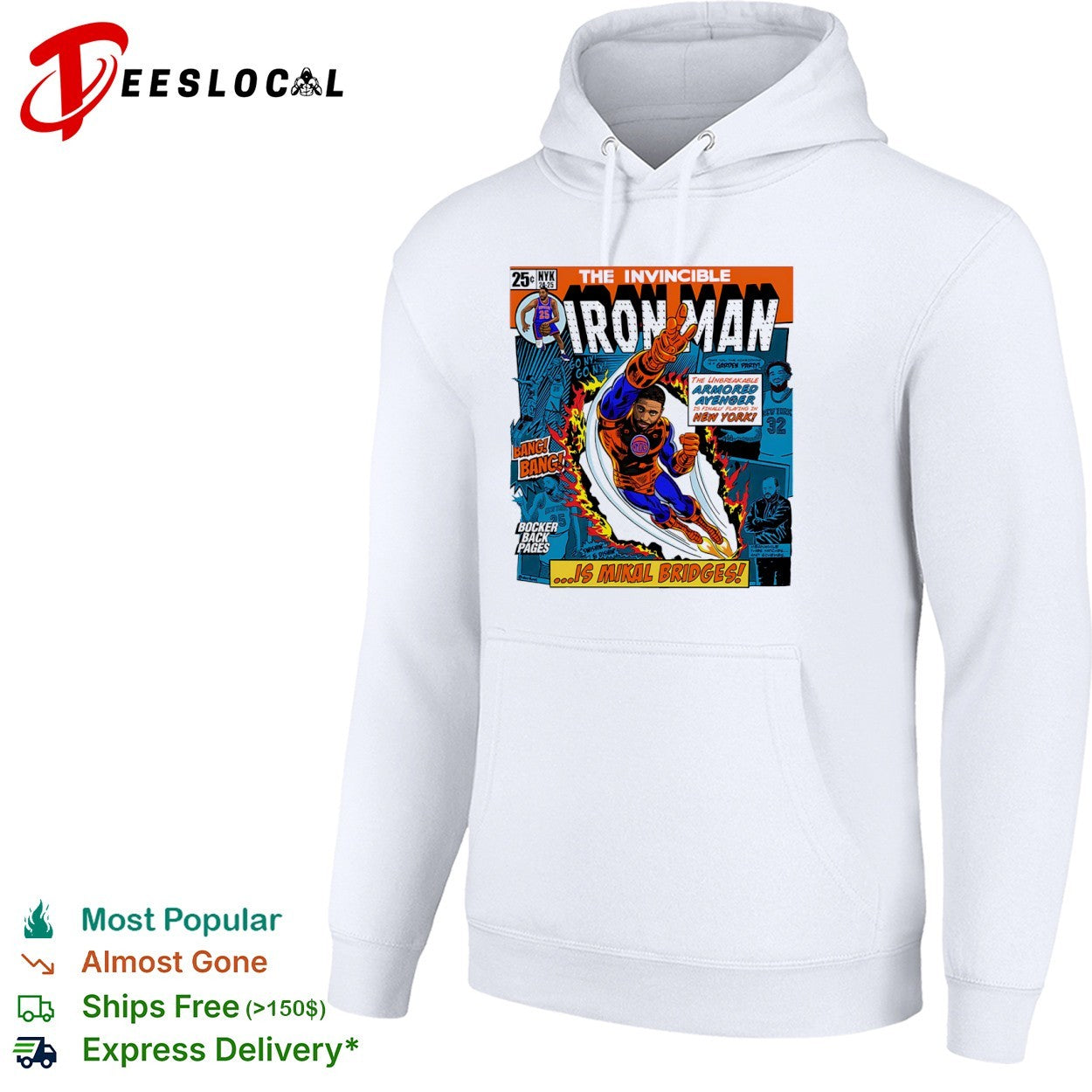 Mikal Bridges Jalen Brunson Karl Anthony Towns New York Knicks Marvel Iron Man shirt