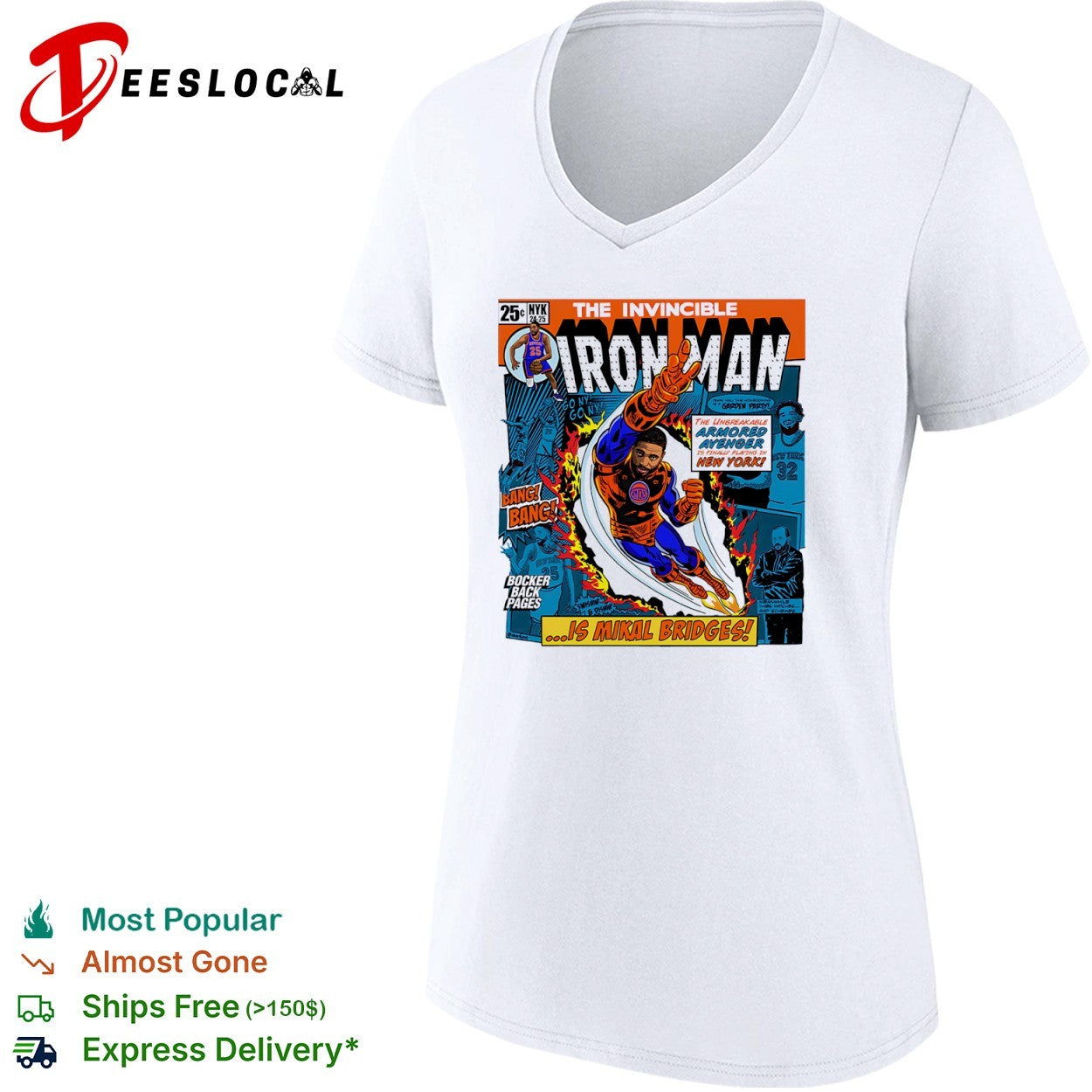 Mikal Bridges Jalen Brunson Karl Anthony Towns New York Knicks Marvel Iron Man shirt