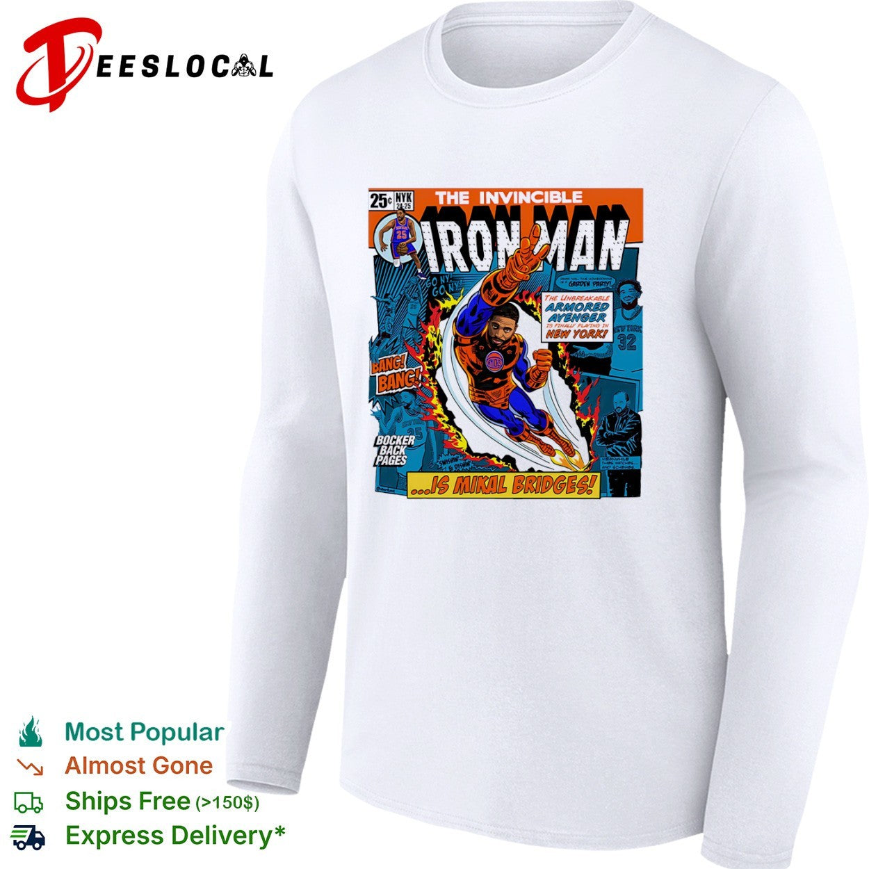 Mikal Bridges Jalen Brunson Karl Anthony Towns New York Knicks Marvel Iron Man shirt