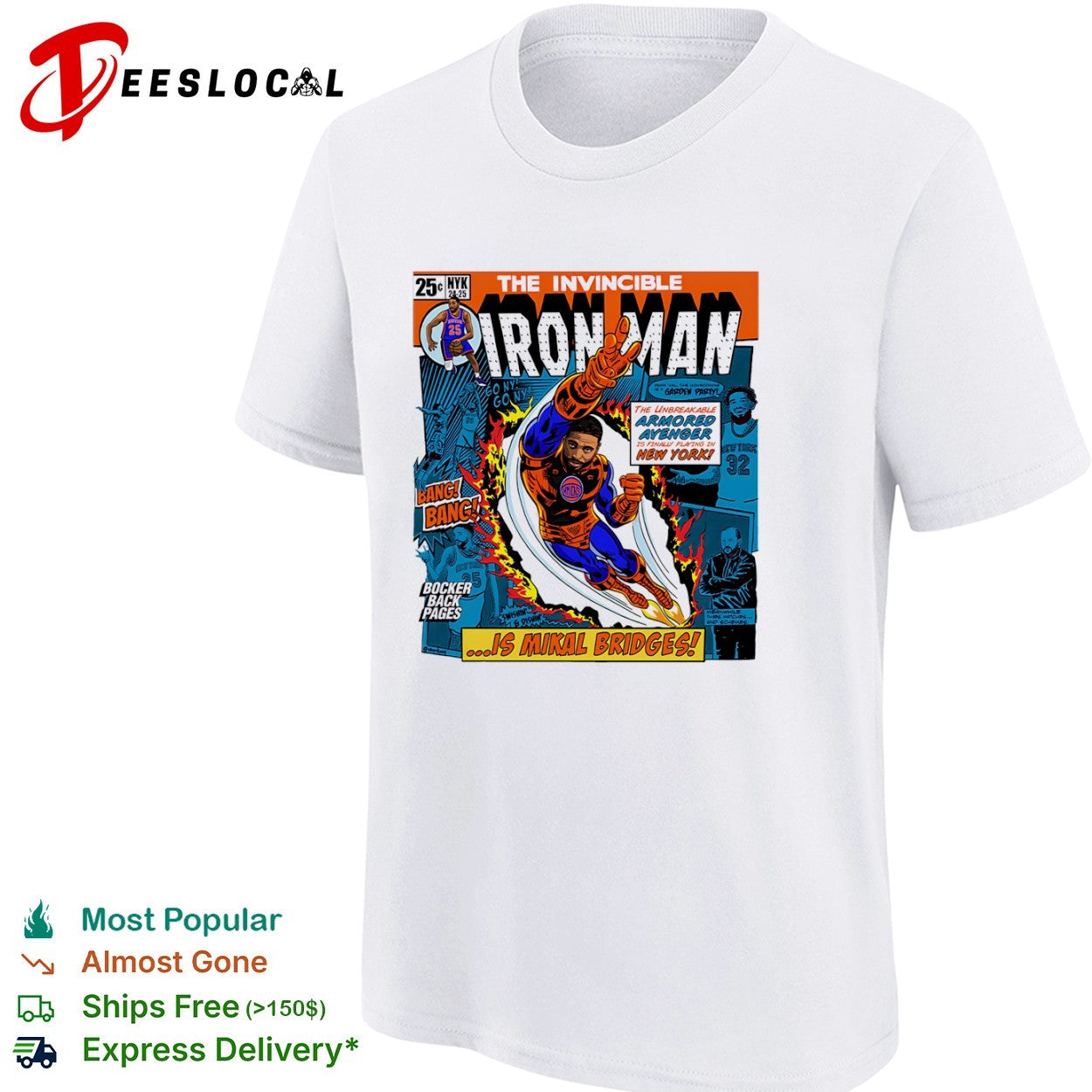 Mikal Bridges Jalen Brunson Karl Anthony Towns New York Knicks Marvel Iron Man shirt