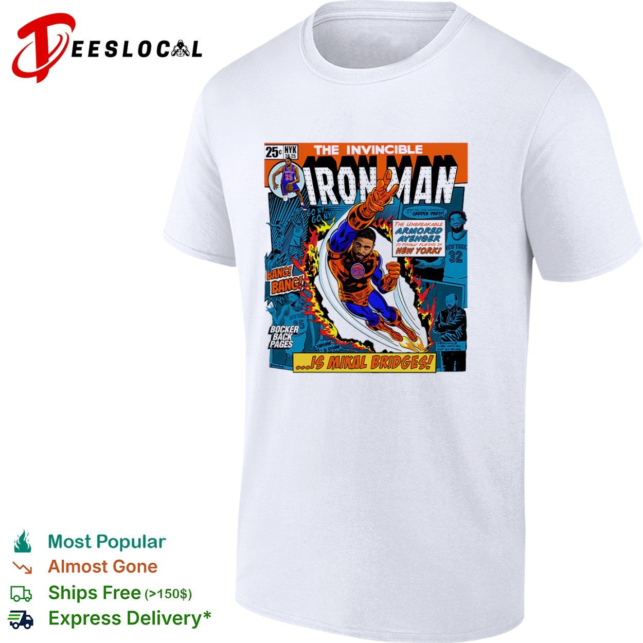 Mikal Bridges Jalen Brunson Karl Anthony Towns New York Knicks Marvel Iron Man shirt