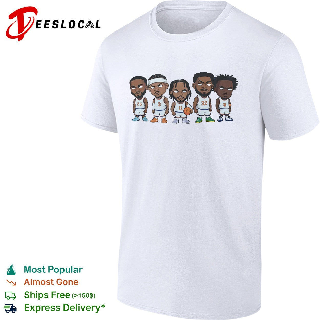 Mikal Bridges Josh Hart Jalen Brunson Karl Anthony Towns OG Anunoby New York Knicks chibi shirt