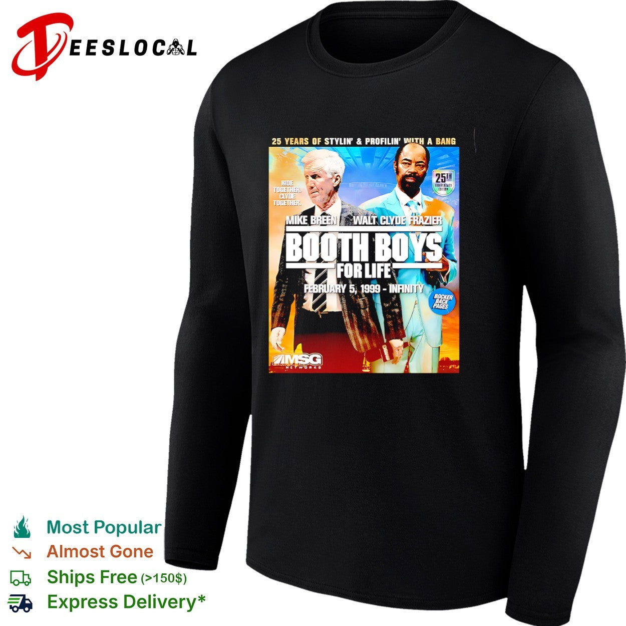 Mike Breen and Walt Clyde Frazier Booth Boys for Life 25th shirt