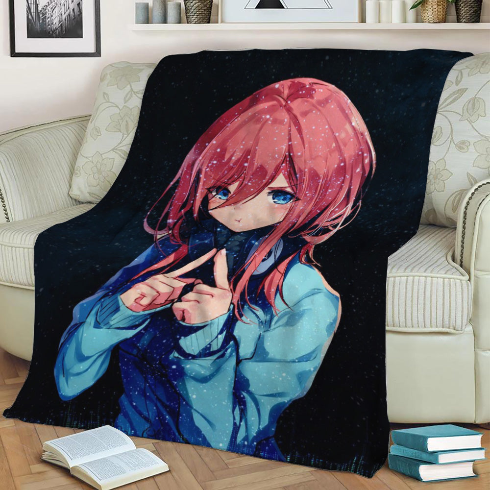 Miku Nakano Fleece Throw Blanket