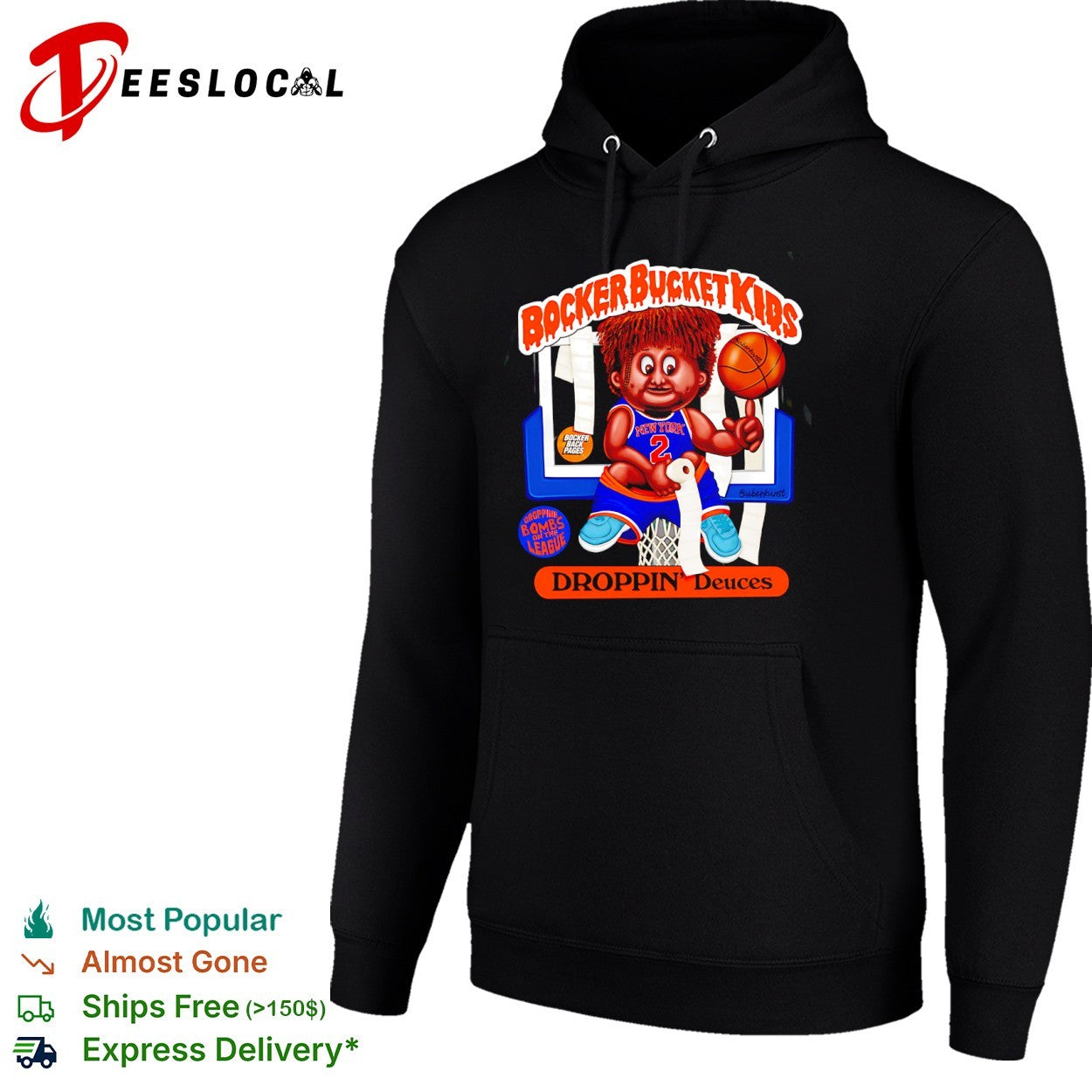 Miles McBride New York Knicks Bocker Bucket Kids Droppin Deuces NBA Parody shirt