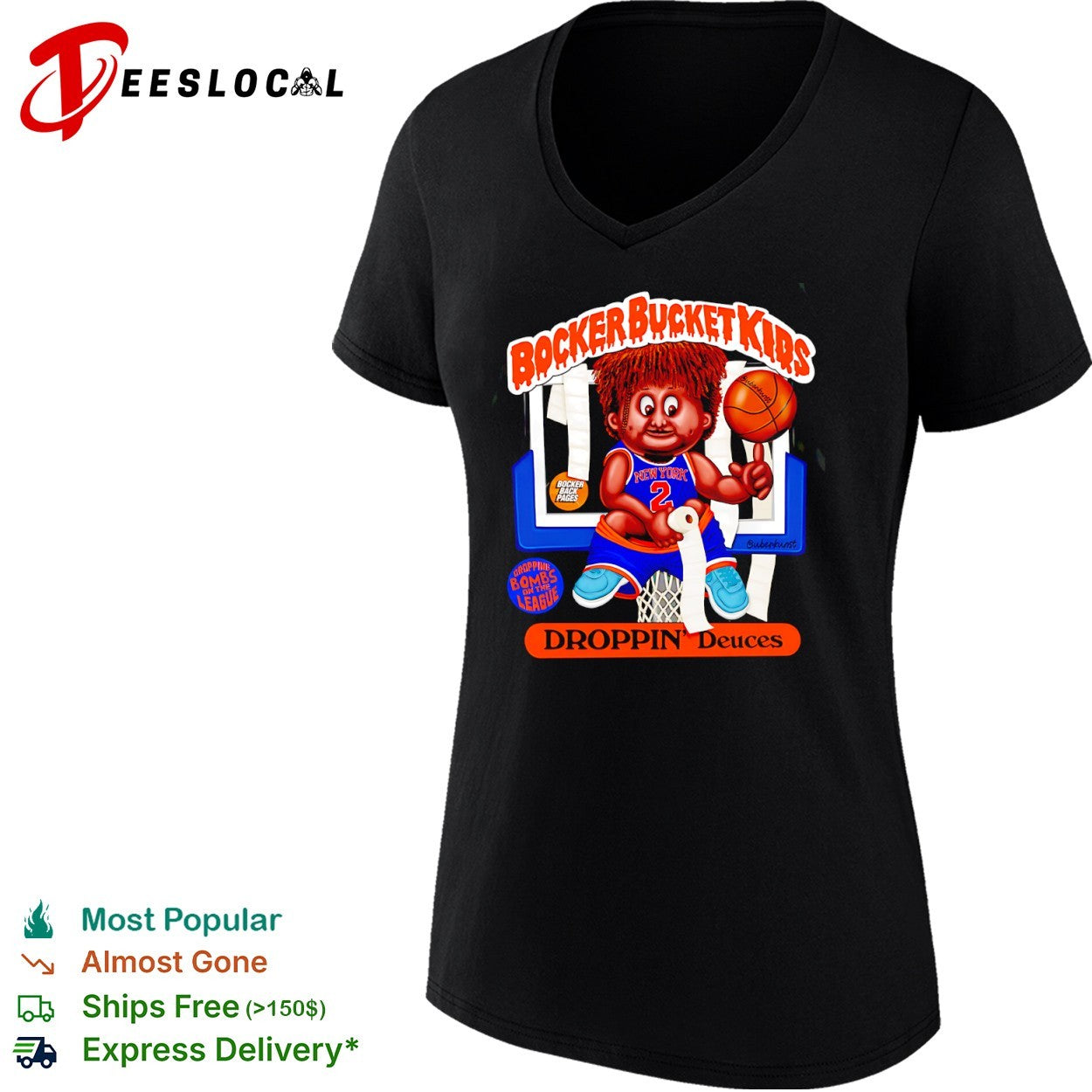 Miles McBride New York Knicks Bocker Bucket Kids Droppin Deuces NBA Parody shirt