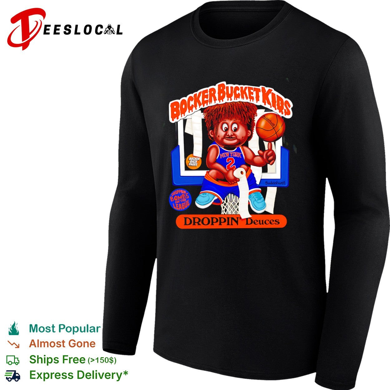 Miles McBride New York Knicks Bocker Bucket Kids Droppin Deuces NBA Parody shirt