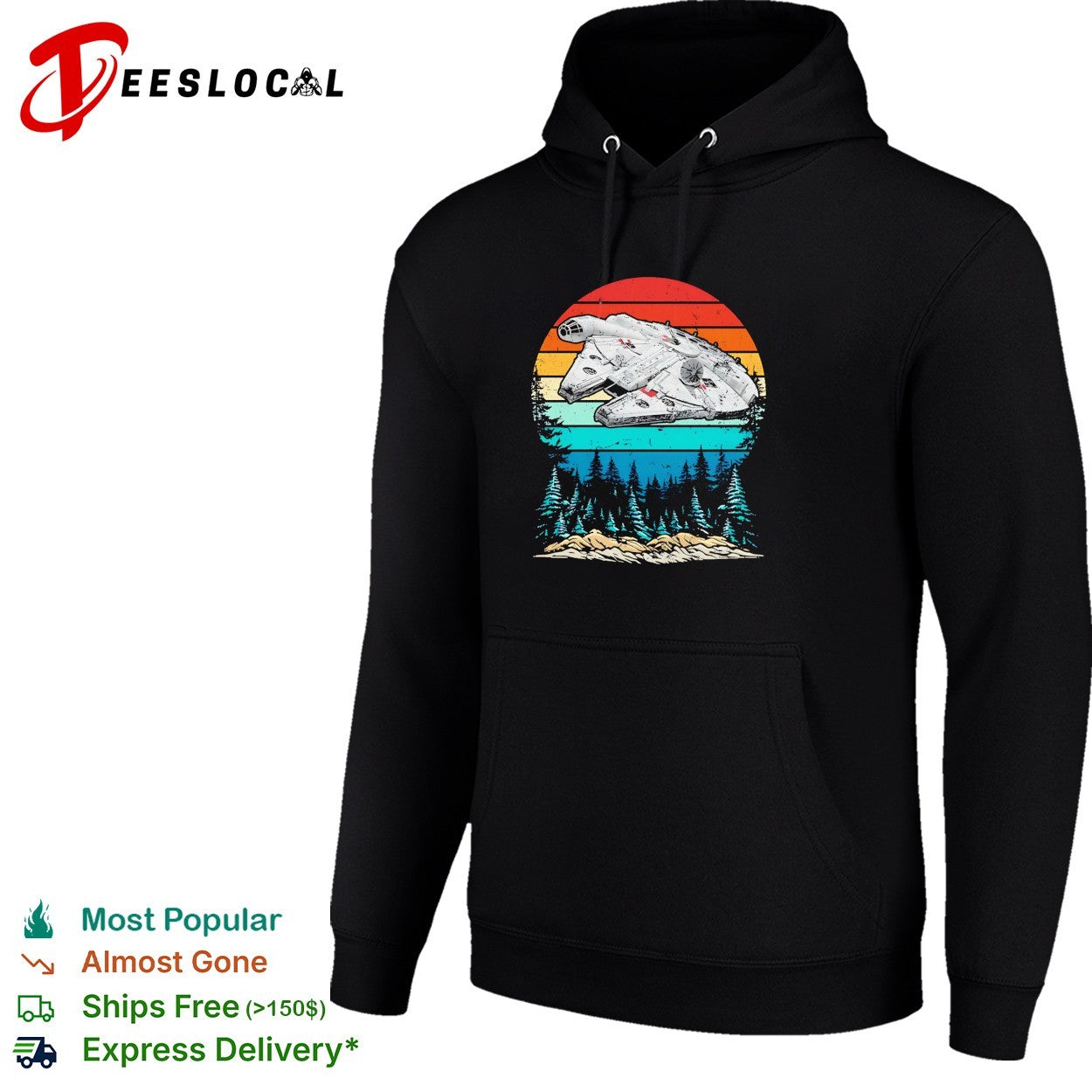 Millennium Falcon Star Wars retro forest sunset vintage shirt