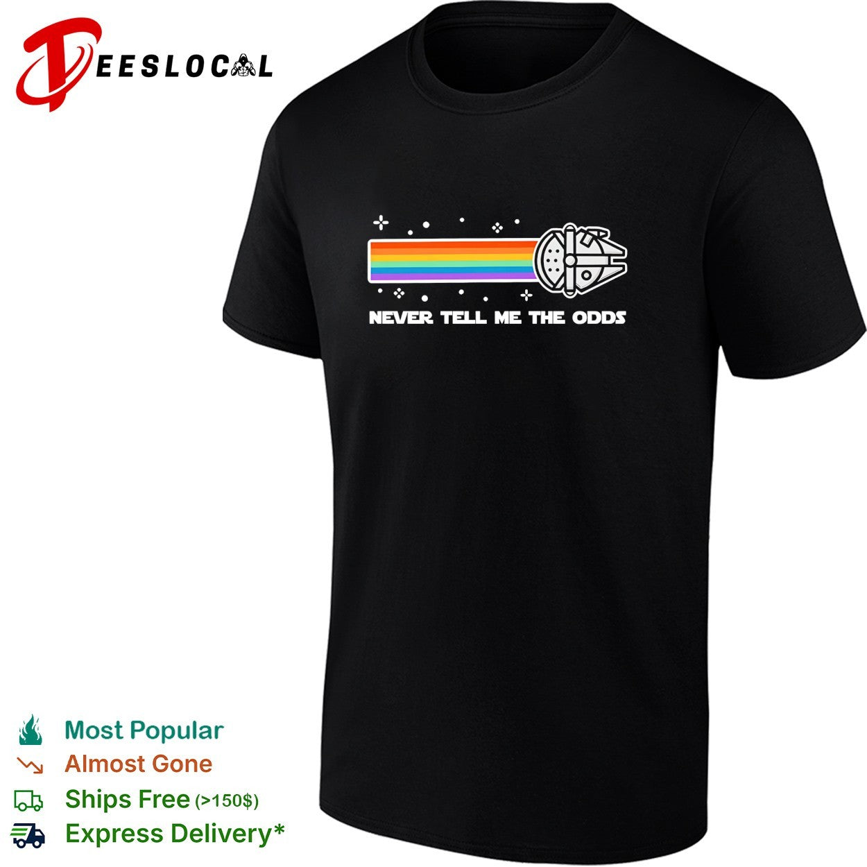Millennium Falcon rainbow pride never tell me the odds Star Wars shirt