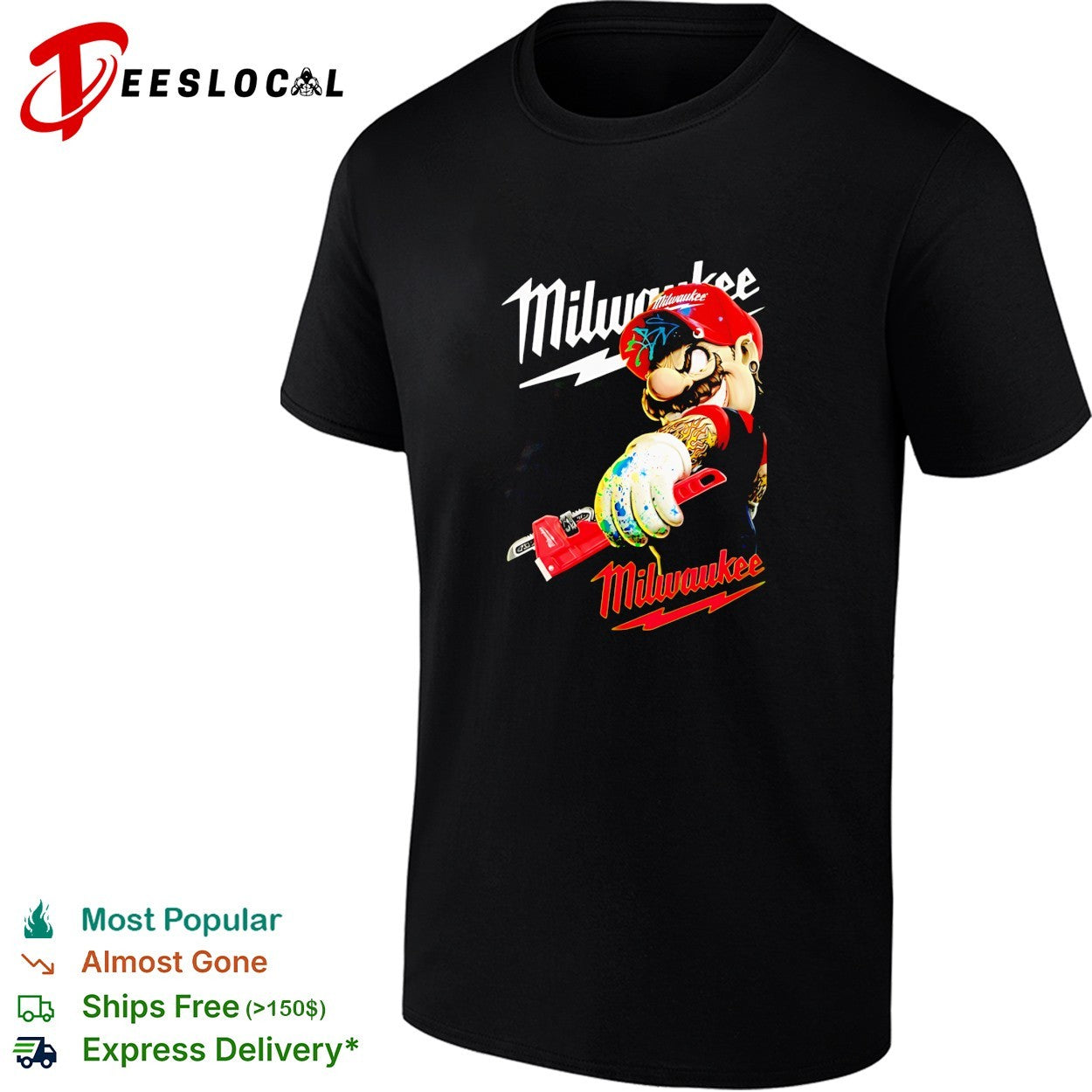 Milwaukee Super Mario plumbing parody tools brand logo fan art custom shirt