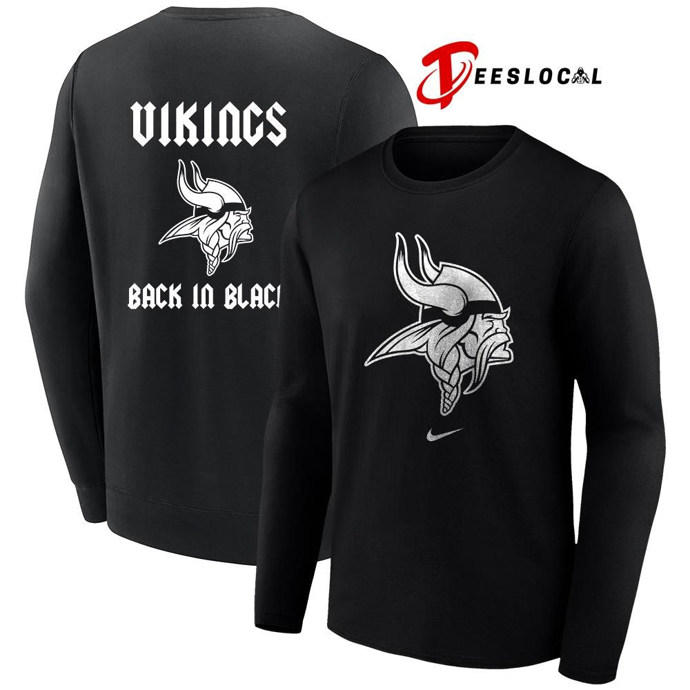 Minnesota Vikings back in black logo shirt