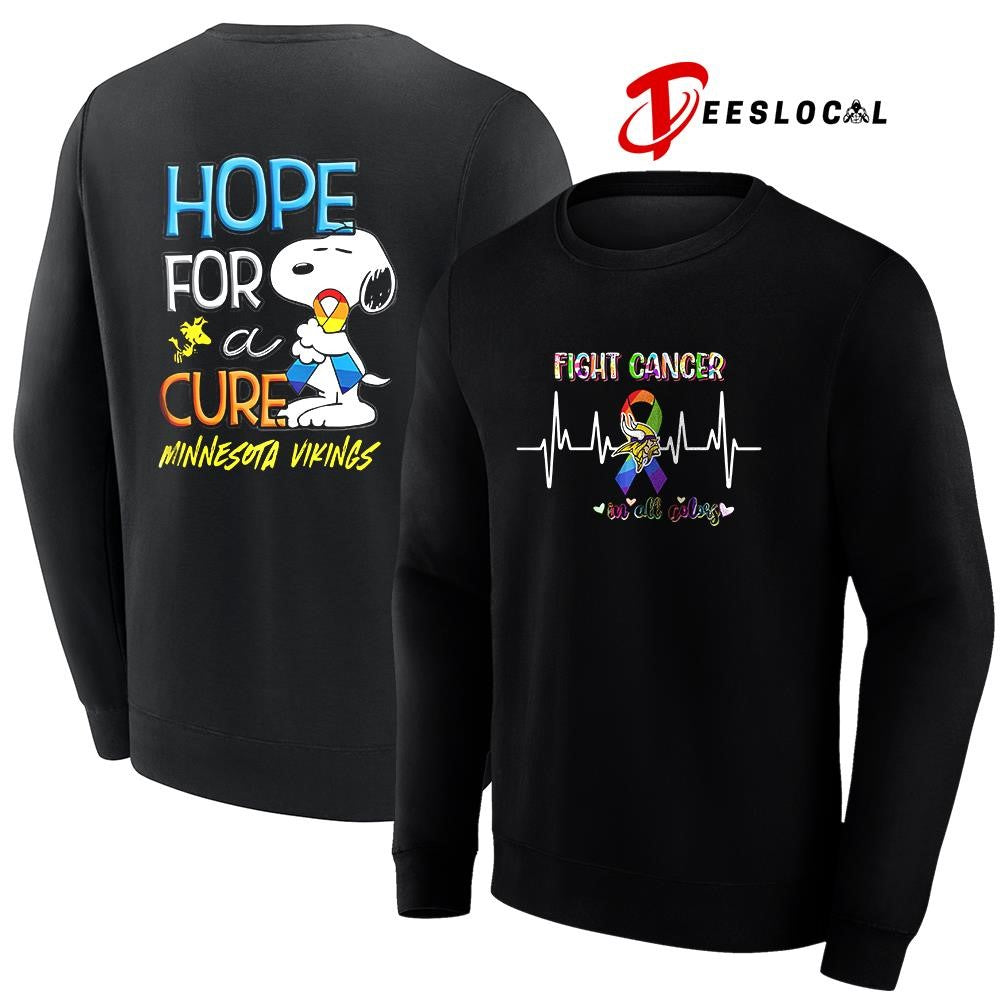 Minnesota Vikings x Peanuts Snoopy fight cancer in all colors hope for a cure shirt
