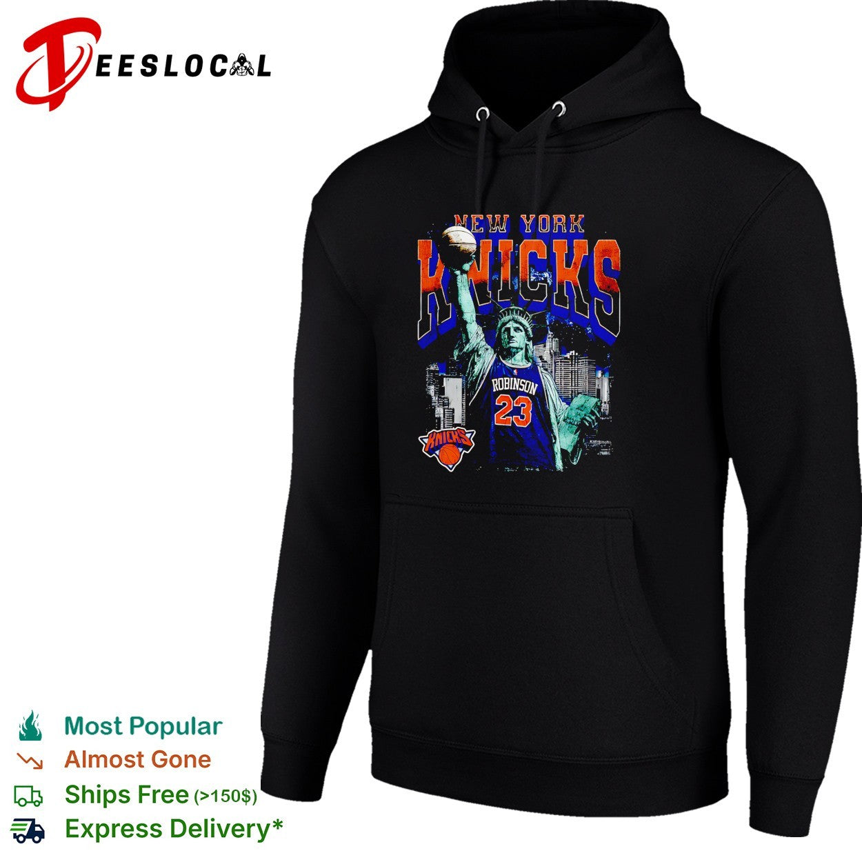 Mitchell Robinson 23 New York Knicks Statue of Liberty skyline basketball shirt