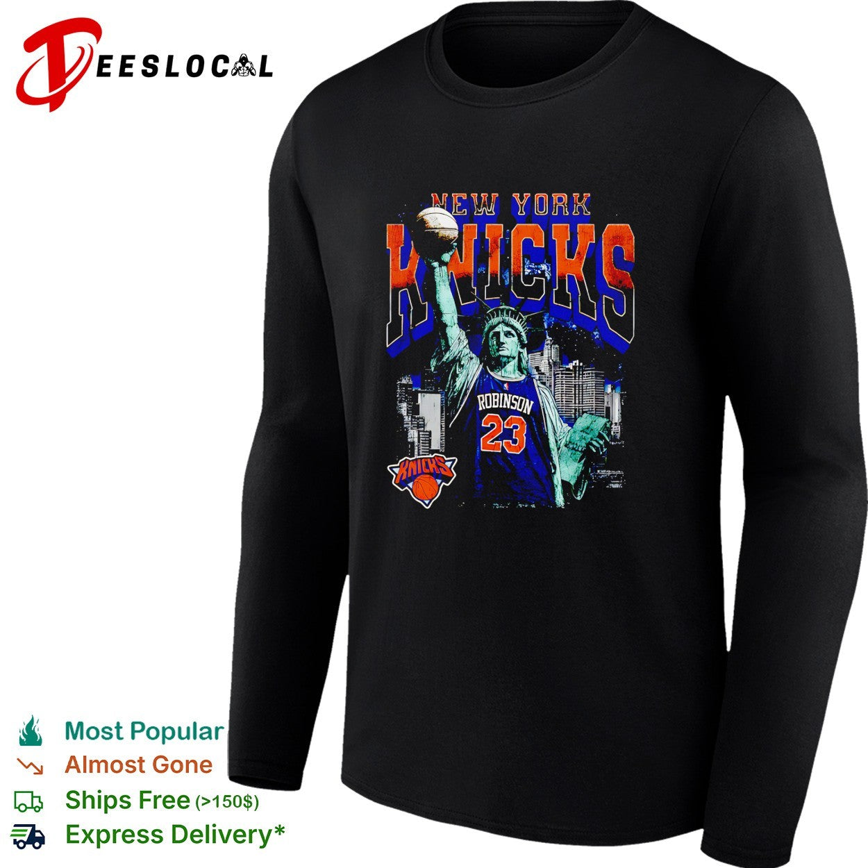 Mitchell Robinson 23 New York Knicks Statue of Liberty skyline basketball shirt