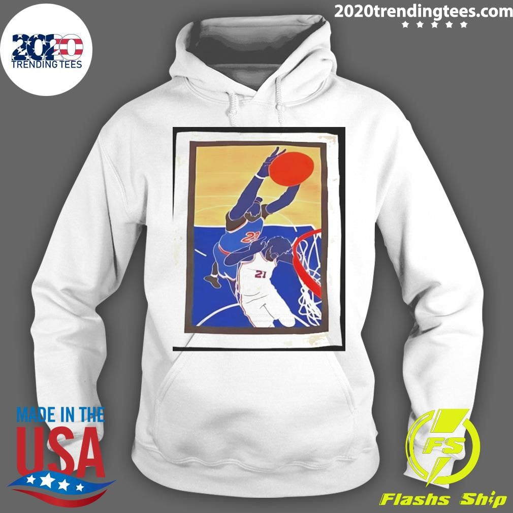 Mitchell Robinson Dunks Joel Embiid Cartoon New York Knicks Basketball Nba 2026 Shirt