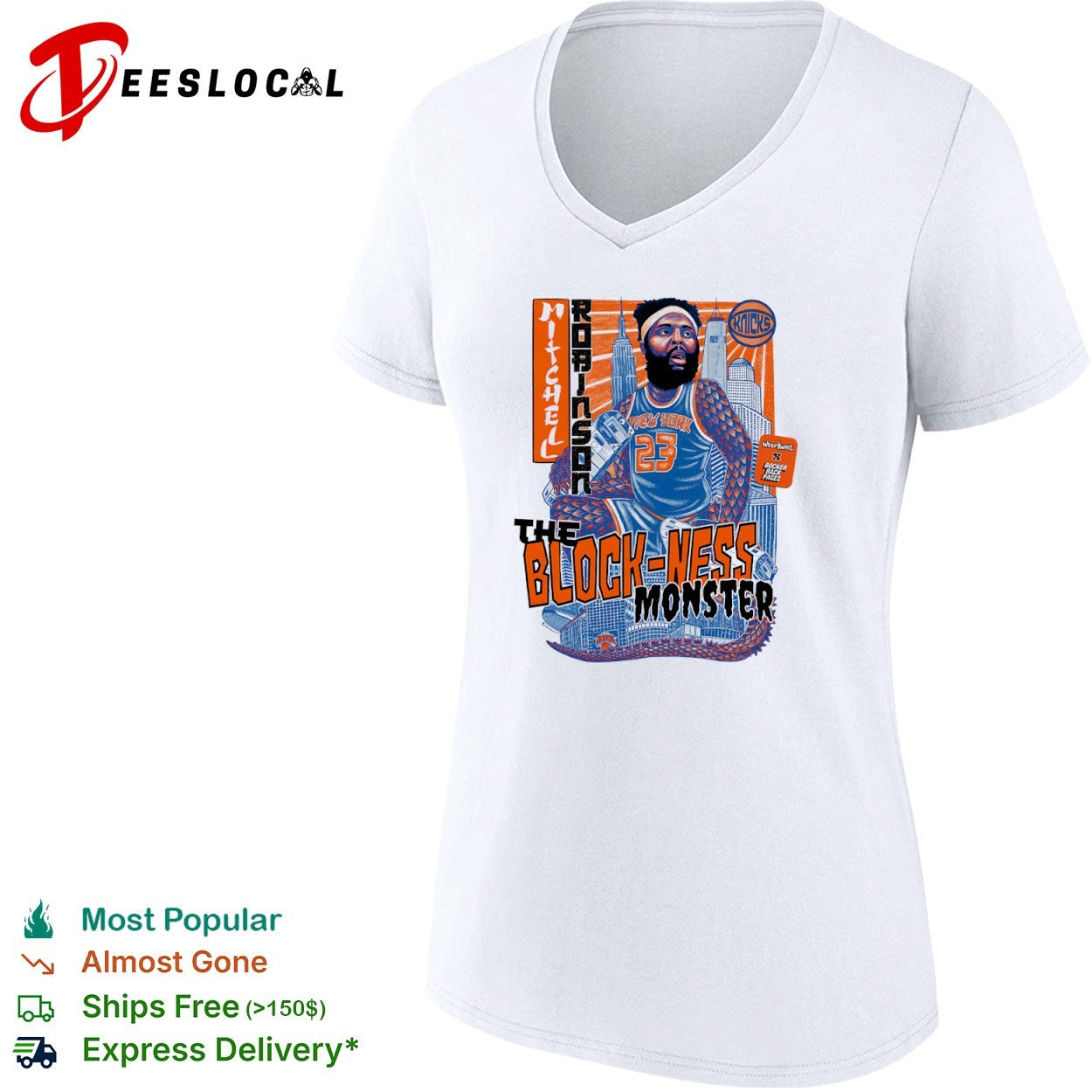Mitchell Robinson New York Knicks NBA The Block Ness Monster parody shirt