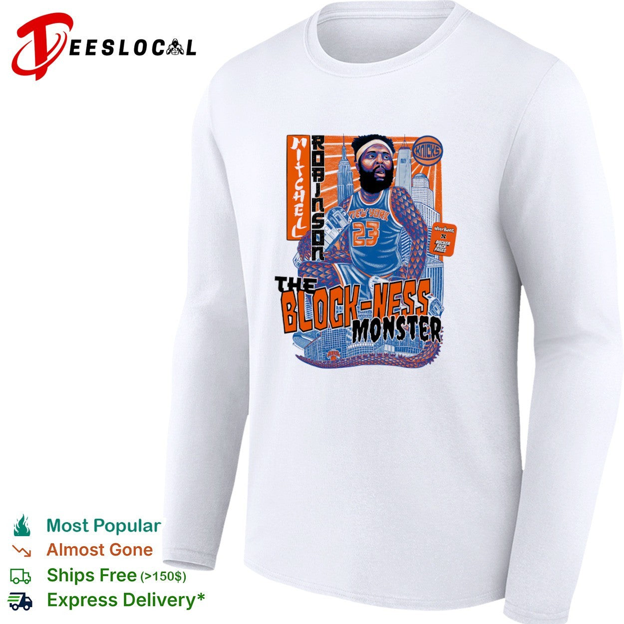 Mitchell Robinson New York Knicks NBA The Block Ness Monster parody shirt