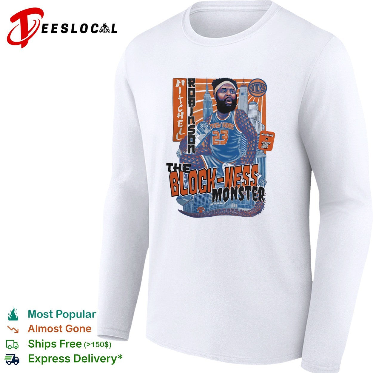 Mitchell Robinson New York Knicks the Block Ness Monster player 23 shirt