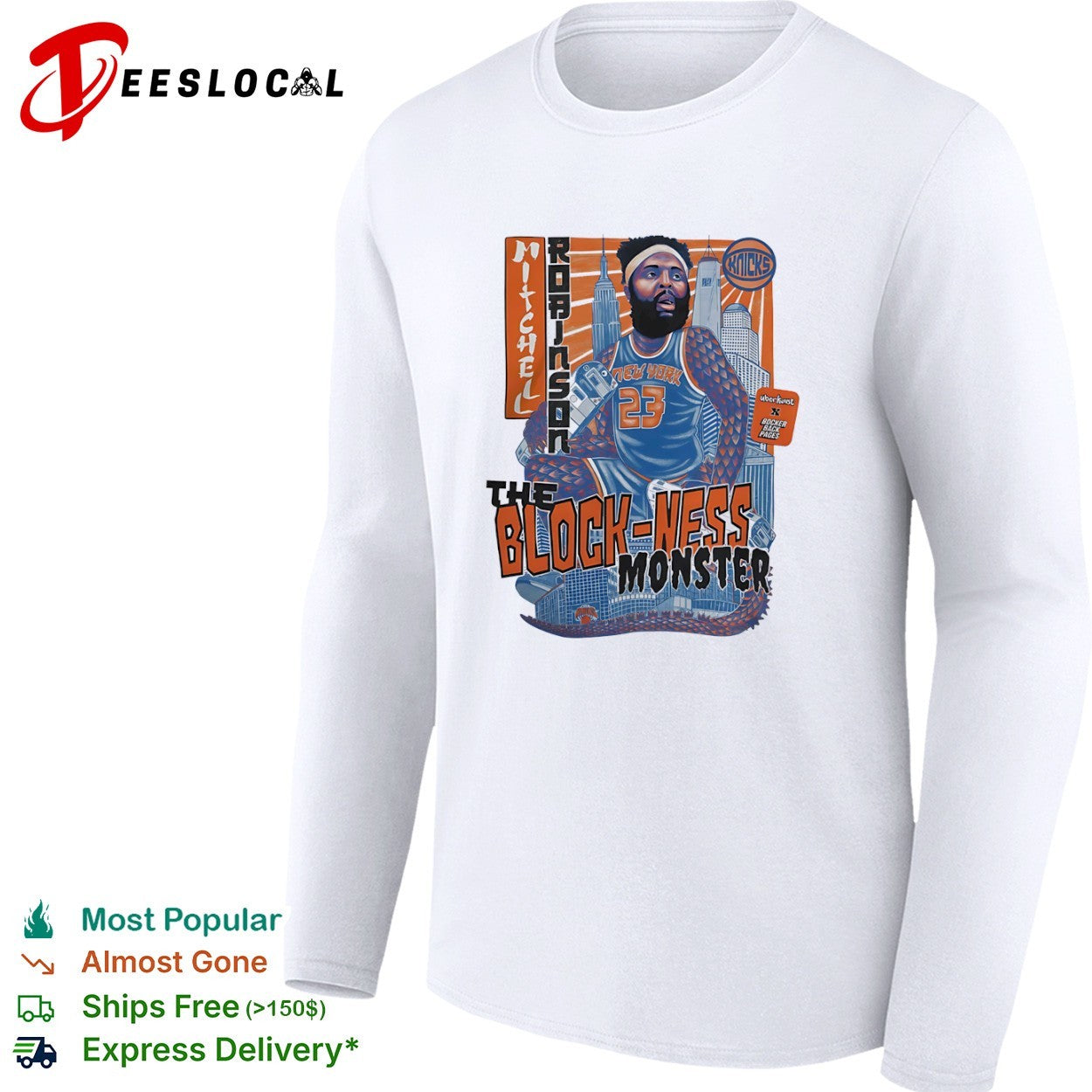 Mitchell Robinson New York Knicks the block ness monster reptile scales shirt