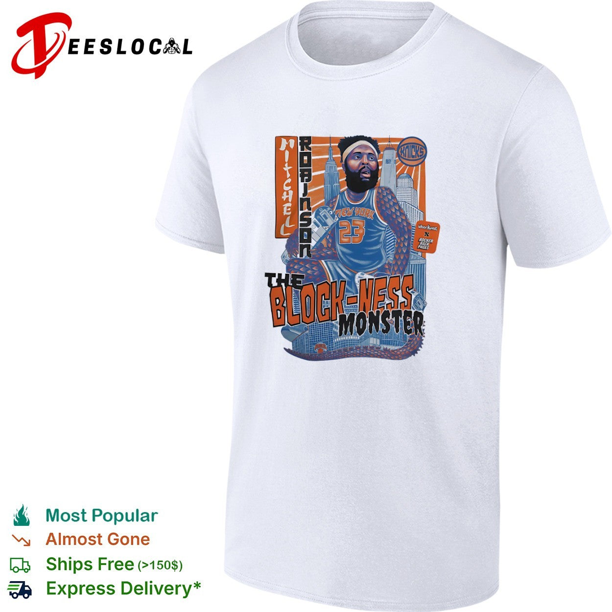 Mitchell Robinson New York Knicks the block ness monster reptile scales shirt