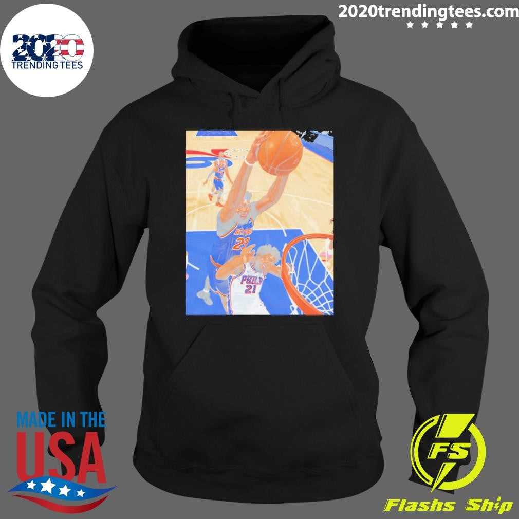 Mitchell Robinson dunk Joel Embiid New York Knicks Philadelphia 76ers Playoffs 2026 Shirt